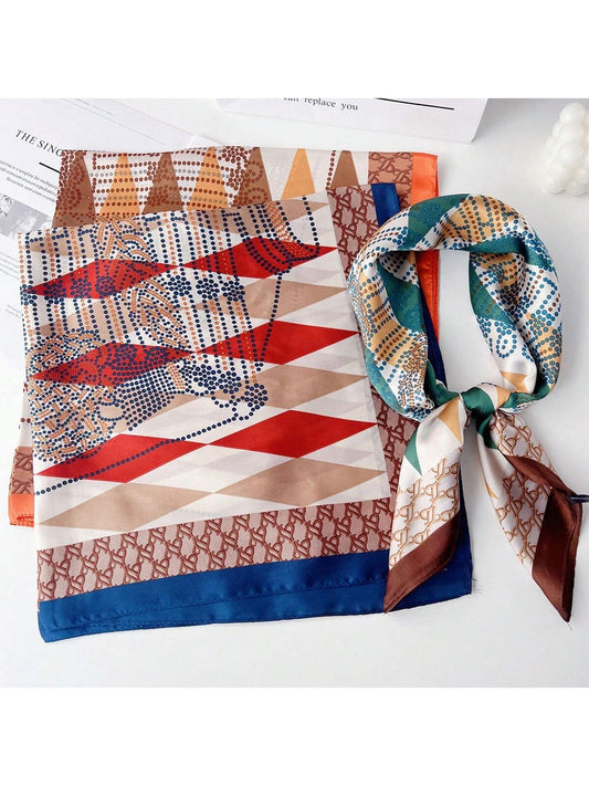 Elevate your style with our Stylish Geometric Print Bandana. Made of high-quality silk imitation, it adds a touch of luxury to any outfit. Versatile and fashionable, it can be worn in endless ways - as a headscarf, neck scarf, or even a belt. Perfect for fashion-forward women.