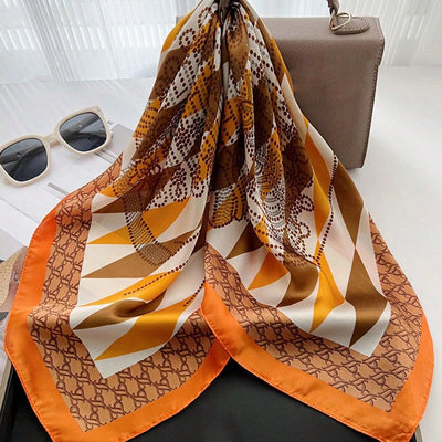 Stylish Geometric Print Bandana: The Versatile Silk Imitation Accessory for Women