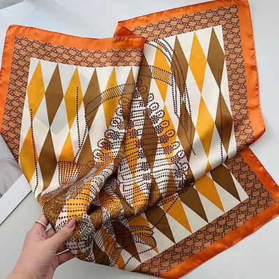 Stylish Geometric Print Bandana: The Versatile Silk Imitation Accessory for Women