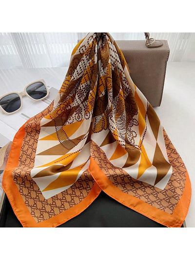 Stylish Geometric Print Bandana: The Versatile Silk Imitation Accessory for Women