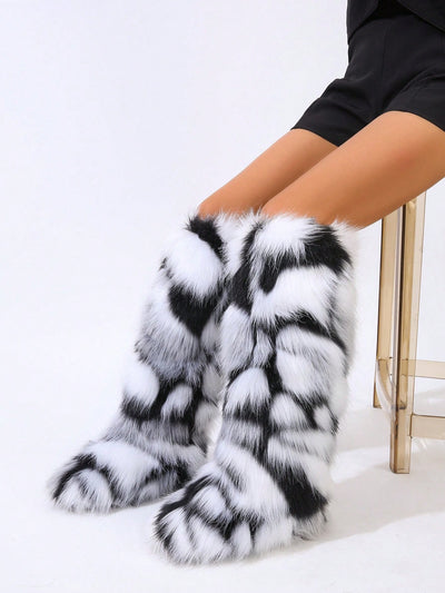 Cozy Chic: Women's Winter Faux Fur Lined Thigh High Snow Boots for Y2K Style