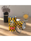 20oz Dollar Pattern Stainless Steel Tumbler: Checkered Design Travel Mug - Yellow and Gray