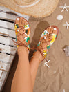 Colorful Rhinestone Infused Outdoor Flat Sandals - A Stunning Choice for Women