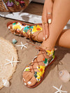 Colorful Rhinestone Infused Outdoor Flat Sandals - A Stunning Choice for Women