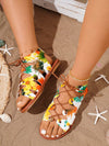 Colorful Rhinestone Infused Outdoor Flat Sandals - A Stunning Choice for Women