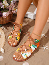 Colorful Rhinestone Infused Outdoor Flat Sandals - A Stunning Choice for Women