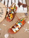 Colorful Rhinestone Infused Outdoor Flat Sandals - A Stunning Choice for Women