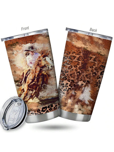 Introducing the Rodeo Horse Tumbler: the ideal insulated travel mug for horse enthusiasts. Keep your favorite drinks at the perfect temperature while on the go. With its sleek design and durable construction, this tumbler is a must-have for every horse lover.