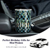 Checkered Stainless Steel Tumbler: RICH Print Double Wall Vacuum Insulated Travel Mug - Blue and Black