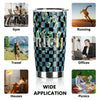 Checkered Stainless Steel Tumbler: RICH Print Double Wall Vacuum Insulated Travel Mug - Blue and Black