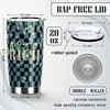 Checkered Stainless Steel Tumbler: RICH Print Double Wall Vacuum Insulated Travel Mug - Blue and Black