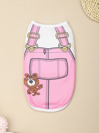 Adorable Polyester Cartoon Printed Pet Vest for Teddy and Bichon