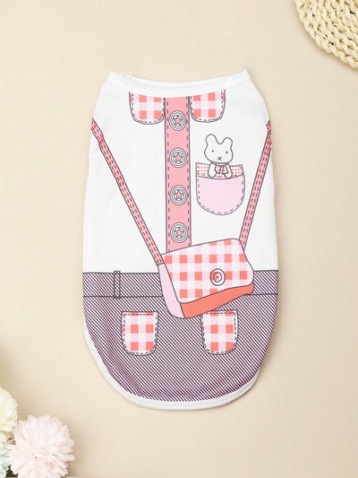 Adorable Polyester Cartoon Printed Pet Vest for Teddy and Bichon