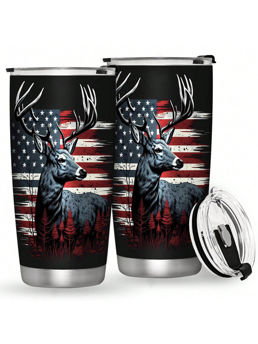 USA Flag Hunting Stainless Steel Tumbler: Perfect Father's Day Gift for Dad