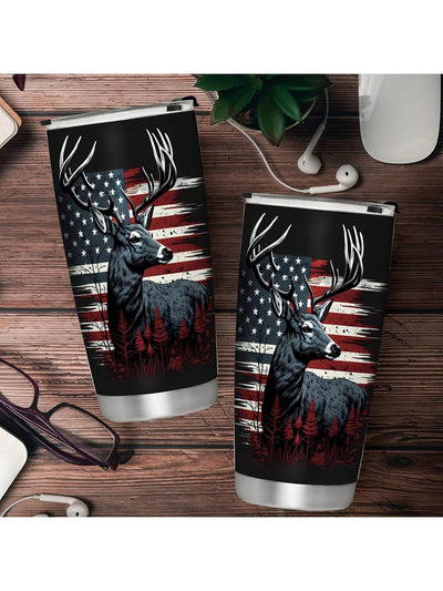 USA Flag Hunting Stainless Steel Tumbler: Perfect Father's Day Gift for Dad