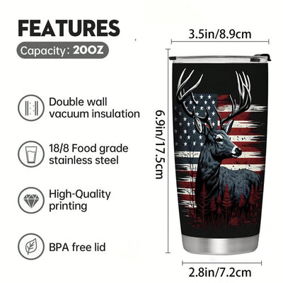 USA Flag Hunting Stainless Steel Tumbler: Perfect Father's Day Gift for Dad