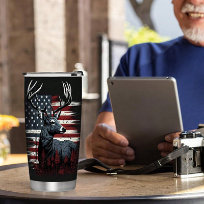 USA Flag Hunting Stainless Steel Tumbler: Perfect Father's Day Gift for Dad