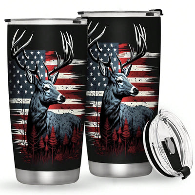 USA Flag Hunting Stainless Steel Tumbler: Perfect Father's Day Gift for Dad