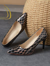 Retro Elegance: Women's Brown Pointed Toe High Heels Pumps - Comfortable and Stylish Single Shoes