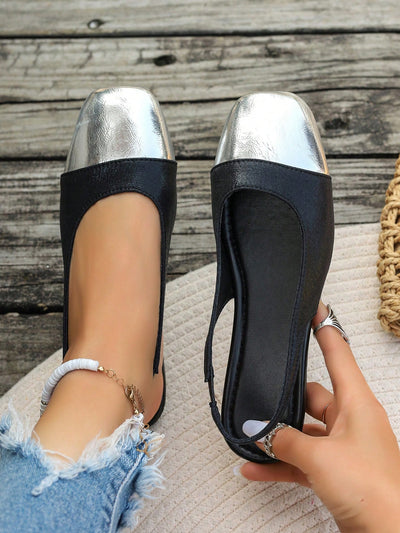 Classic French Style Pointed Toe Ballet Shoes with Back Strap - Perfect for Skirts or Jeans!