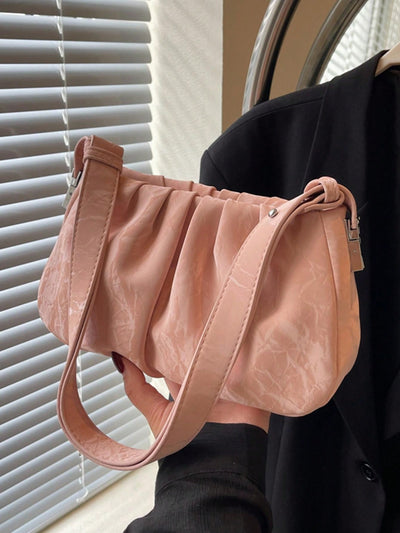 Dreamy Cloud Pleated Women's Shoulder Bag in Pale Pink - Perfect for Shopping, Dates, and Parties