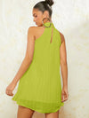 Elegant Haute Neck Tie Pleated Dress - Perfect for Any Occasion