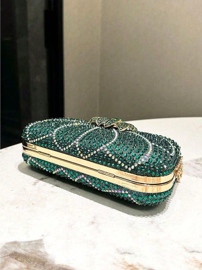 Elegant Dark Green Rhinestone Clutch: The Perfect Accessory for Evening Events and Special Occasions