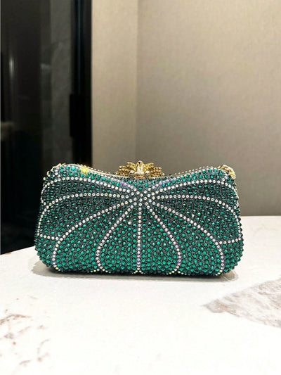 Elegant Dark Green Rhinestone Clutch: The Perfect Accessory for Evening Events and Special Occasions