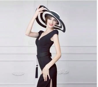 Stay Stylish and Protected with Our Black and White Striped Foldable Sun Hat