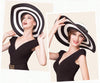 Stay Stylish and Protected with Our Black and White Striped Foldable Sun Hat