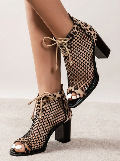 Stylish Leopard Print High Heels Sandals: Roman Style Design for Plus Size Fashion Shows