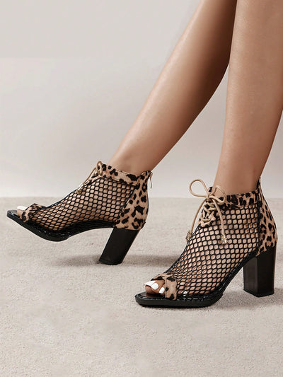 Stylish Leopard Print High Heels Sandals: Roman Style Design for Plus Size Fashion Shows