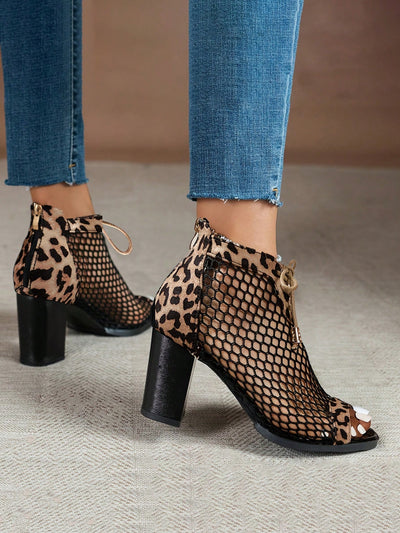 Stylish Leopard Print High Heels Sandals: Roman Style Design for Plus Size Fashion Shows