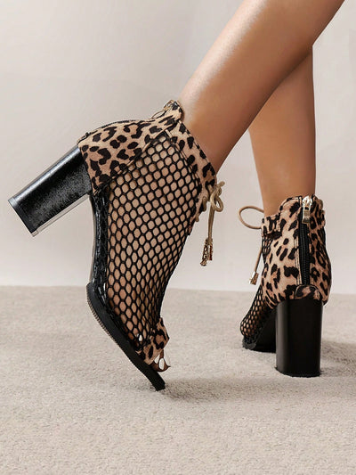 Stylish Leopard Print High Heels Sandals: Roman Style Design for Plus Size Fashion Shows