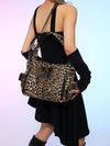 Punk Goth American Style: Large Capacity Black Leather Shoulder Bag