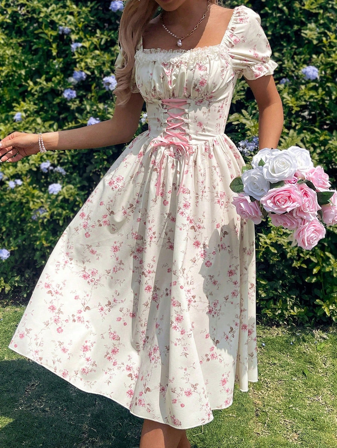 Get ready for a blooming good time in our Floral Maxi Dress! With delicate Lace Patchwork and a flattering Tie Waist, this dress will have you feeling like a garden goddess. Perfect for any occasion (or just lounging in your backyard). Don't miss out - shop now!