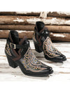 Punk Chic: Embroidered Western Ankle Boots for Trendsetting Women