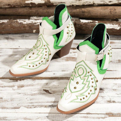 Punk Chic: Embroidered Western Ankle Boots for Trendsetting Women