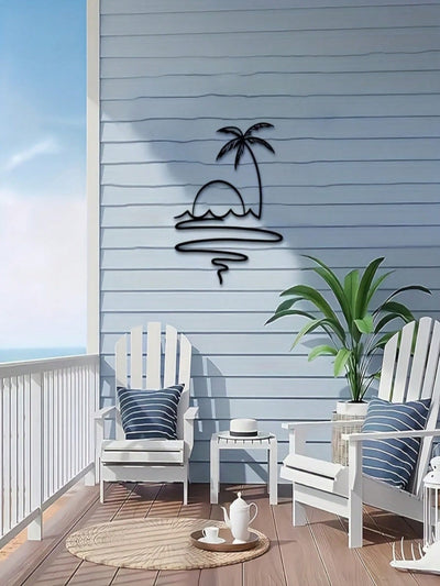 Sunrise and Ocean Metal Wall Art: A Vintage Tropical Paradise