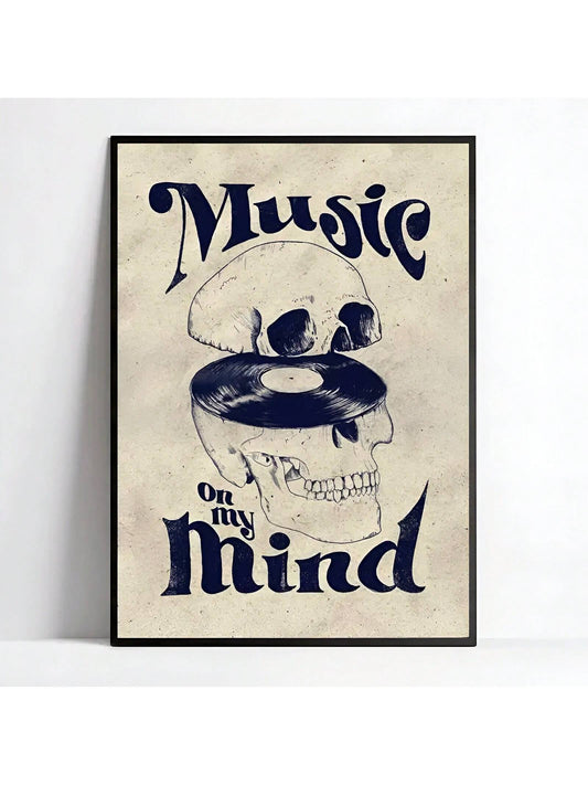 Vintage Music Skull Poster: Music Lover Wall Art Decor