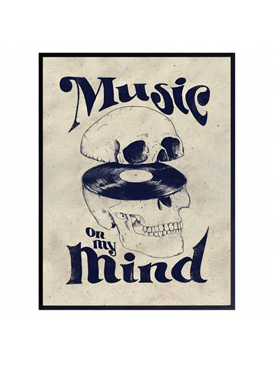 Vintage Music Skull Poster: Music Lover Wall Art Decor