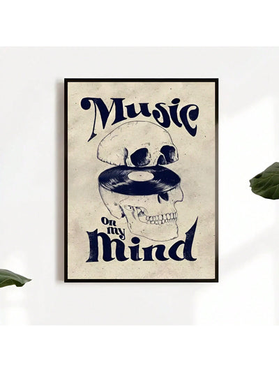 Vintage Music Skull Poster: Music Lover Wall Art Decor