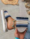 Multicolor Rainbow Flat Summer Sandals: Stylish Mule Style with Weaved Bottom for Comfort and Easy Slip-On Wrap Toe