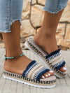 Multicolor Rainbow Flat Summer Sandals: Stylish Mule Style with Weaved Bottom for Comfort and Easy Slip-On Wrap Toe