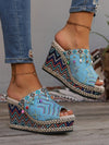 Summer 2024 Bohemian Wedge Sandals: Peep Toe, Beaded Strap, Tassel Design