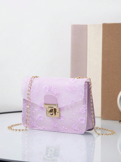 Elegant Floral Chain Bag: Stylish Lock Buckle Design for Versatile Wear