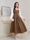 Sparkling Elegance: Women's Color Block Sequin Puff Sleeve Dress