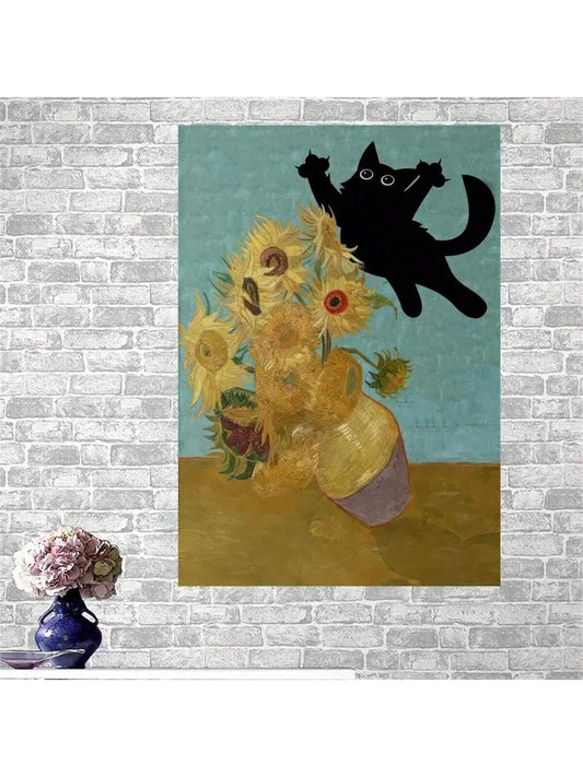 Whimsical Black Cat Wall Art: A Playful Addition to Any Home Decor Collection