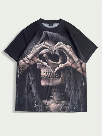 Bold and Edgy: Men's Skull Printed Short Sleeve T-Shirt