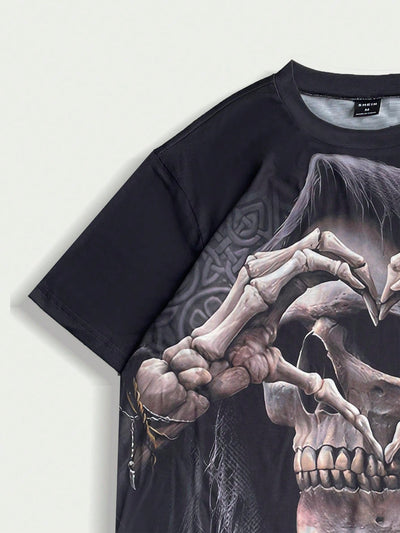 Bold and Edgy: Men's Skull Printed Short Sleeve T-Shirt